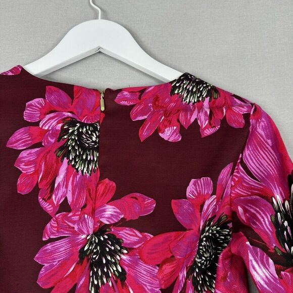 Trina Turk Womens Dress 2 Pink Splendid Floral Flare Sleeve Cocktail Romantic - Picture 13 of 16